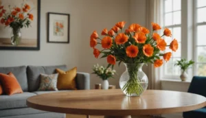 fleur orange tige longue