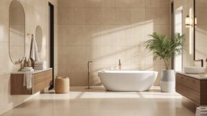 inspiration salle de bain travertin