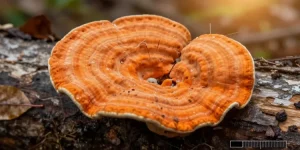 champignon orange sur bois mort