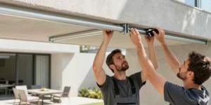 fixation plafond pour store banne