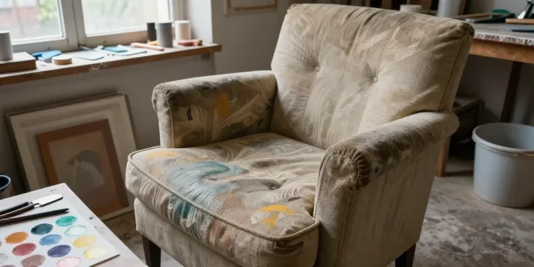 Pourquoi peindre un fauteuil en tissu plutôt que le changer ?